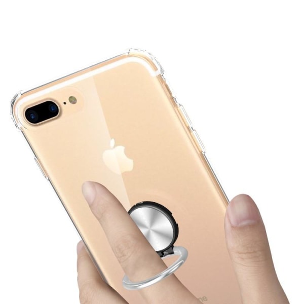 iPhone 8 Plus Iskunkestävä suojus sormustelineellä Fresh Transparent