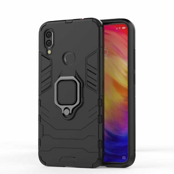 Xiaomi Redmi Note 7 Stöttåligt Skal med Ringhållare ThinArmor Svart
