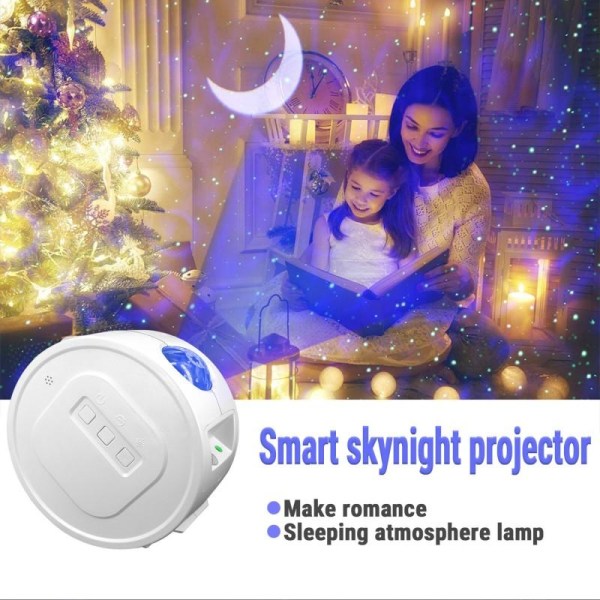 Stjärnprojektor Rymdlampa i LED & Bluetooth Högtalare V2 Vit