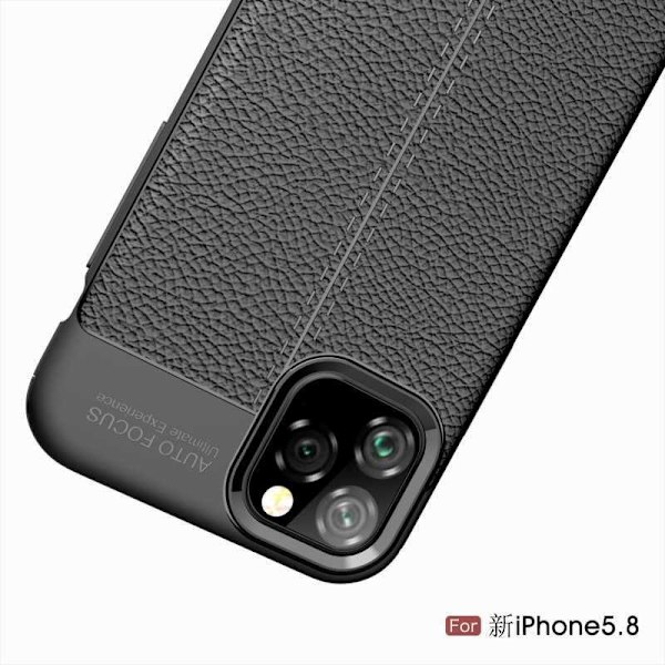 iPhone 11 Pro Max iskunkestävä ja iskuja vaimentava nahkainen selkäkansi Black