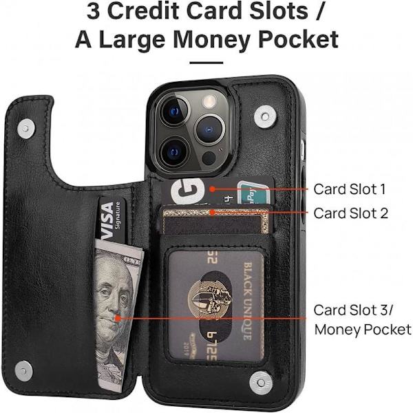 iPhone 14 Pro Max stødsikker dækselkortholder 3-POCKET Flippr Black