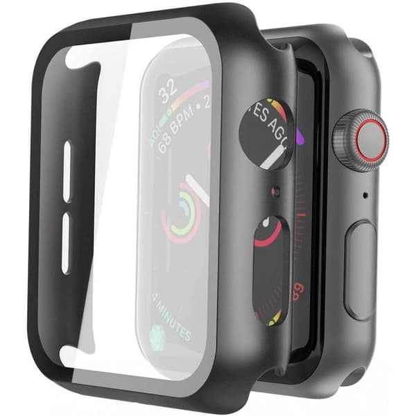 2-PACK Apple Watch 41mm Stötdämpande Skal 9H Härdat Glas 2in1 Transparent