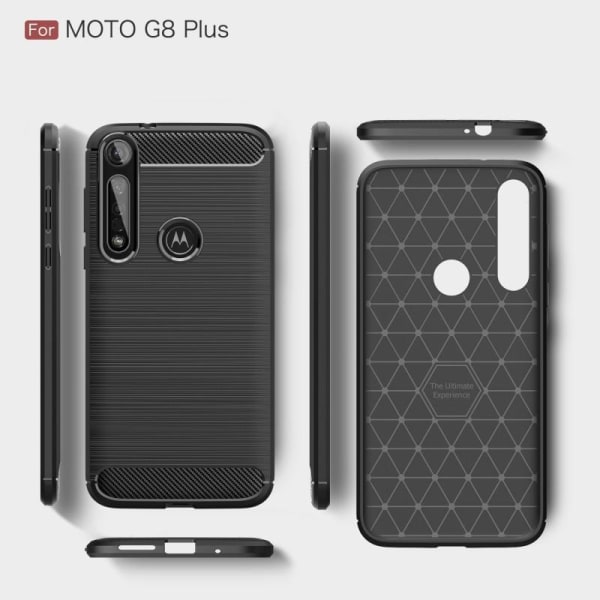 Motorola Moto G8 Plus Iskunkestävä SlimCarbon-kuori Black