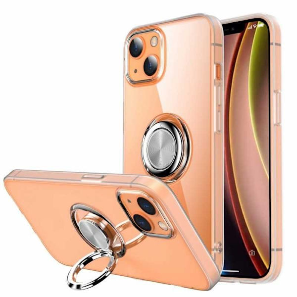 iPhone 14 Max Støtsikker Deksel med Ringholder Fresh Transparent