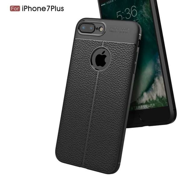 iPhone 8 Plus Stöttåligt & Stötdämpande Skal LeatherBack Svart