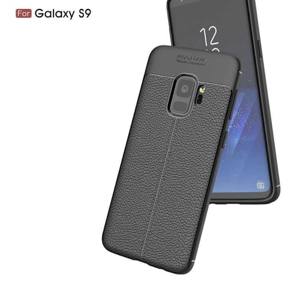 S9 Plus Stöttåligt & Stötdämpande Skal LeatherBack Svart