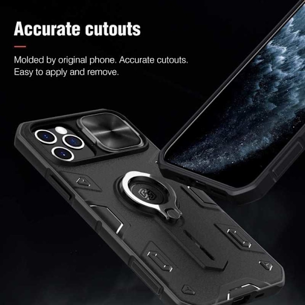iPhone 13 Pro iskunkestävä kotelo sormustelineellä Nillkin Black