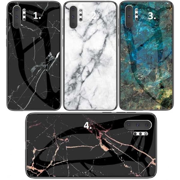 Samsung Note 10 Plus Marmorskal 9H Härdat Glas Baksida Glassback V2 White Variant 2
