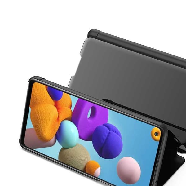 Samsung A21s Smart Flip Case Clear View Seisova V2 Rocket Black