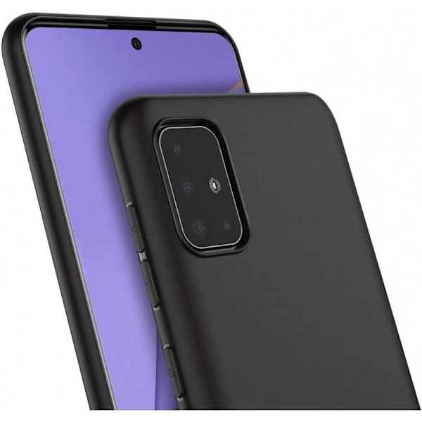 Samsung A51 Gummibelagd Mattsvart Silikon Skal Svart