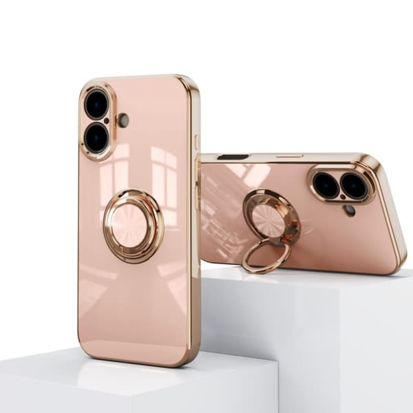 iPhone 16 Elegant & Stöttåligt Skal med Ringhållare Flawless - Rosa