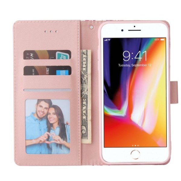 iPhone 7 Plus / 8 Plus Trendikäs lompakkokotelo Sparkle 4-FACK Pink