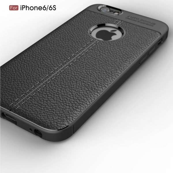 iPhone 6/6S Stødsikker & Stødabsorberende Cover LeatherBack Svart