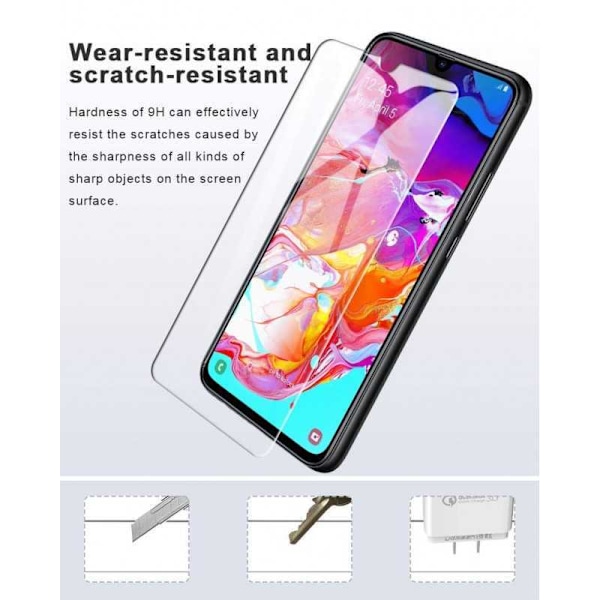 2-PAK Samsung A70 hærdet glas 0,26 mm 2,5D 9H (SM-705F) Transparent