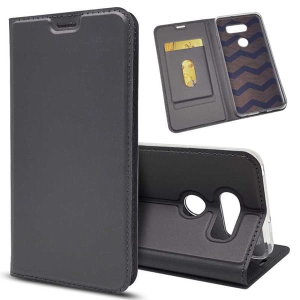 LG V30 Flip Case Smooth -korttipaikka Black