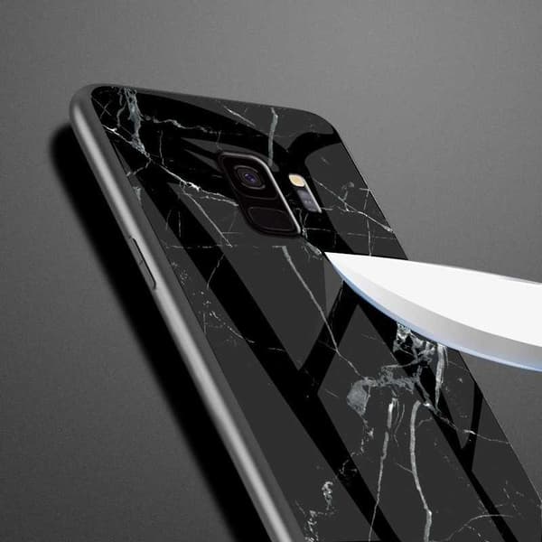 Samsung S9 Plus Marble Shell 9H Tempered Glass Back Glassback V2 White Vit