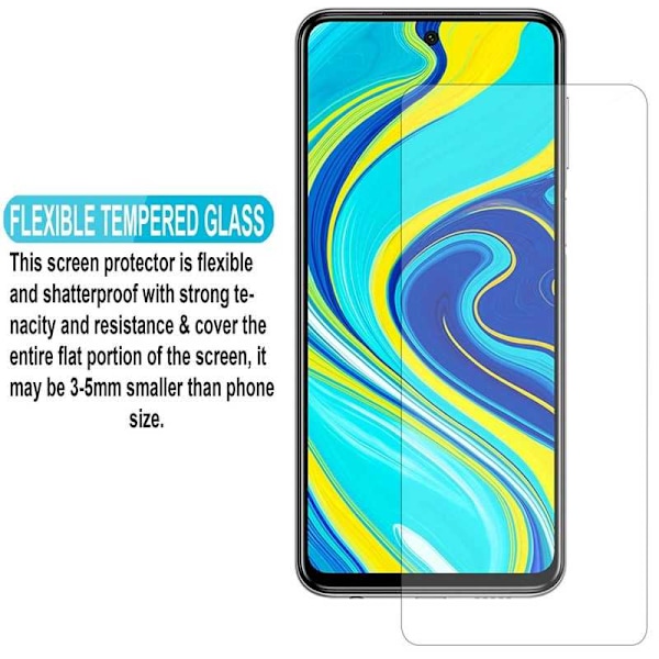 2-PACK Redmi Note 9 Hærdet glas 0,26 mm 2,5D 9H Transparent