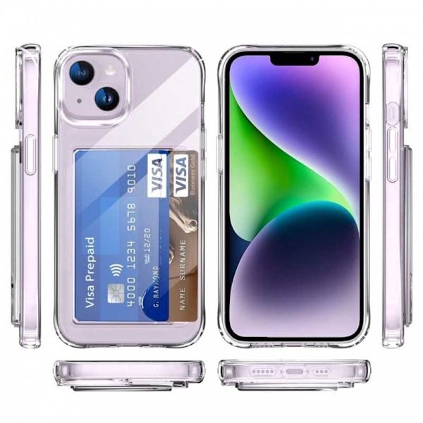 iPhone 13 stødsikkert cover med kortrum V3 Transparent