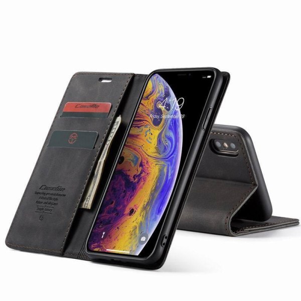 iPhone XS / X Elegant Flip Cover CaseMe 3-RUMMET Black