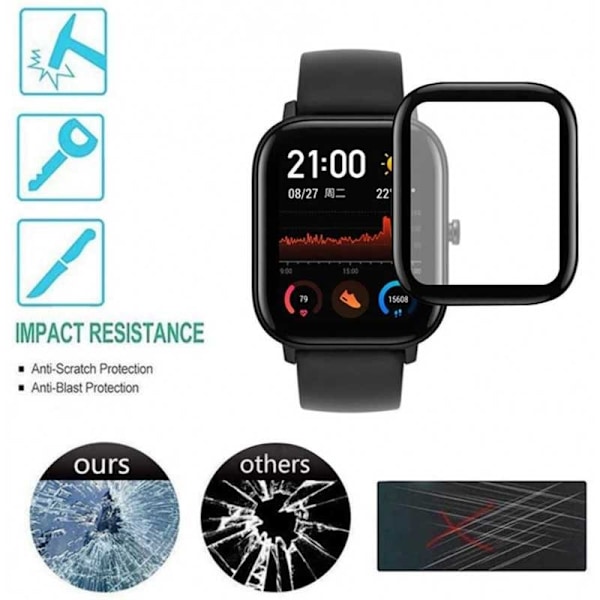 2-PACK Amazfit GTS FullFrame 3D hærdet glas 0,26 mm 9H Transparent