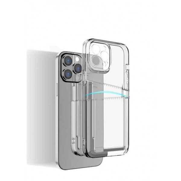 iPhone 14 Plus Stöttåligt Skal med Kortfack V2 Transparent