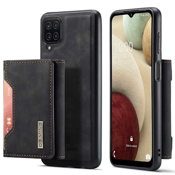 8-SLOTS Samsung A12 5G stødsikkert cover med magnetisk kortholder DG.MING Afmonter Black