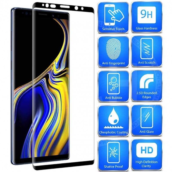 Samsung Note 9 FullFrame 3D 0,26 mm 2,5D 9H hærdet glas Transparent