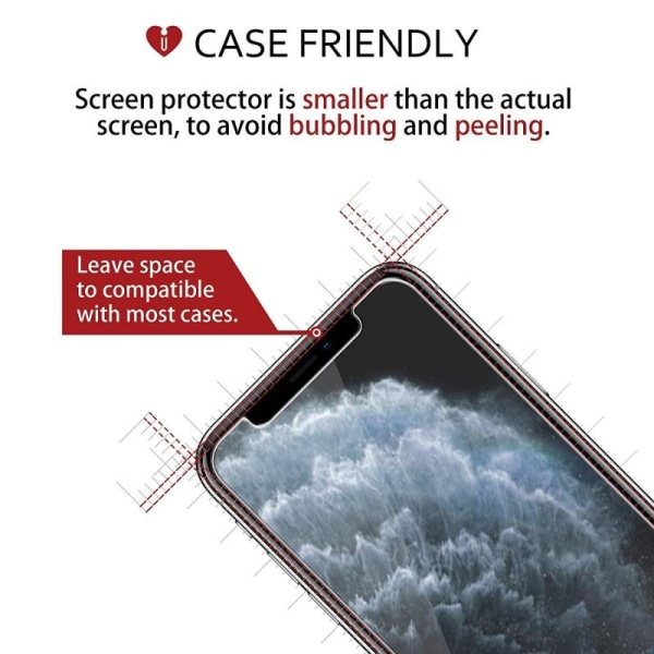 5-PACK iPhone 11 Pro hærdet glas 0,26 mm 2,5D 9H med installatio Transparent