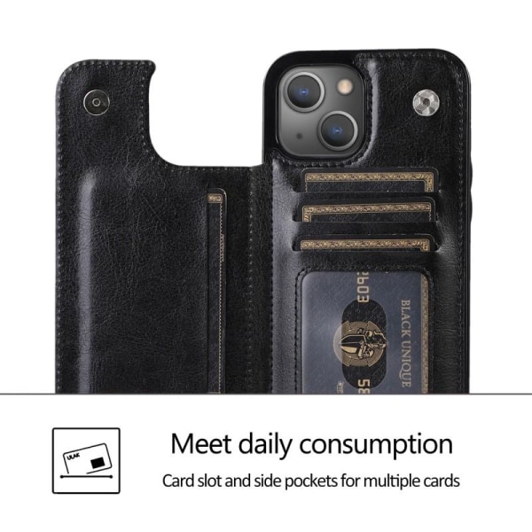 iPhone 13 Mini Shockproof Cover Kortholder 3-SLOT Flippr Svart