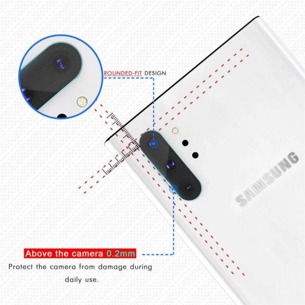 Samsung Note 10 Plus skjermbeskyttelses kameralins Transparent