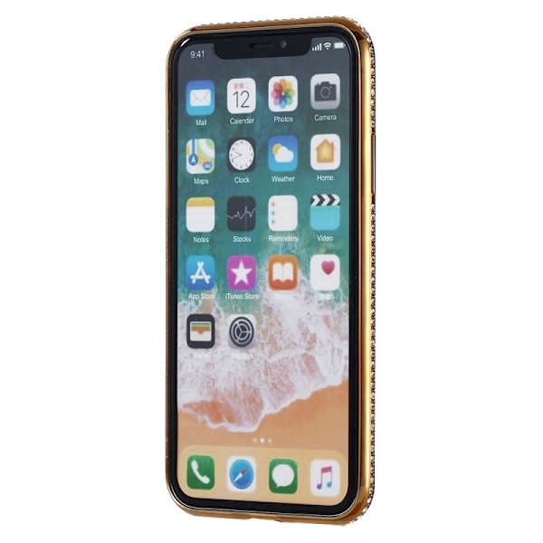 iPhone XS Max iskuja vaimentava kumipäällyste strassilla Rosenguld