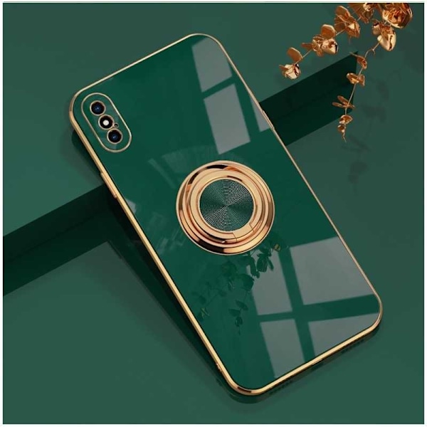 Tyylikäs ja iskunkestävä iPhone XS Max -kuori sormustelineellä Flawless Rosa