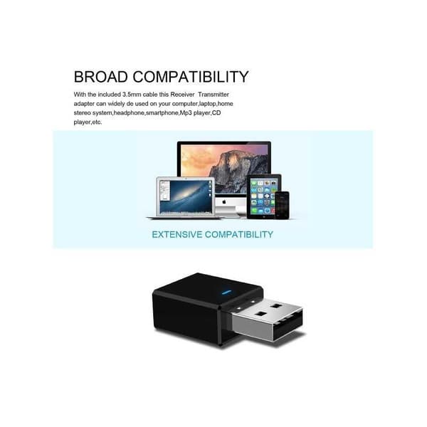 Bluetooth 5.0 lähetin/vastaanotin sovitin AUX 3.5mm Black
