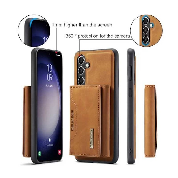 8-FACK Samsung S23 FE Stöttåligt Skal med Magnetisk Korthållare DG.MING Detach Svart