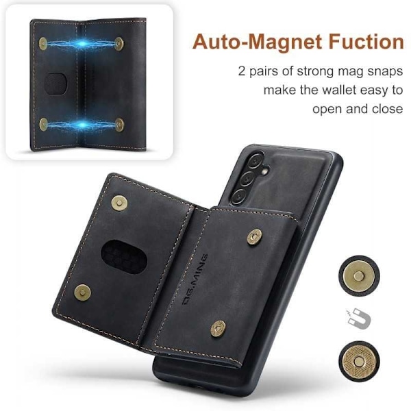 8-FACK Samsung A34 5G Stöttåligt Skal med Magnetisk Korthållare DG.MING Detach Svart