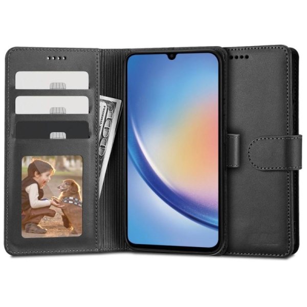 Samsung A34 5G lompakkokotelo PU-nahkainen 4-tasku Black