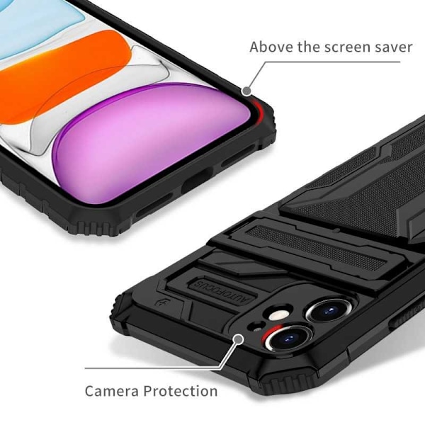 iPhone 11 Stöttåligt Skal Kickstand & Kortfack ThinArmor V3 Svart