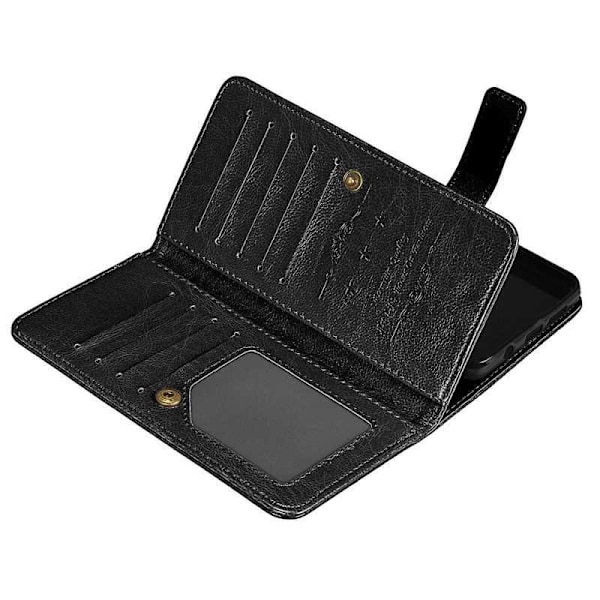 iPhone XS Max Praktiskt Plånboksfodral 2in1 med 11-Fack Loop Svart