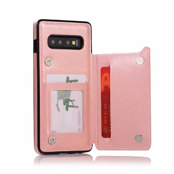 Samsung S10 Plus iskunkestävä kotelo, 3-taskuinen Flippr V2 Pink gold