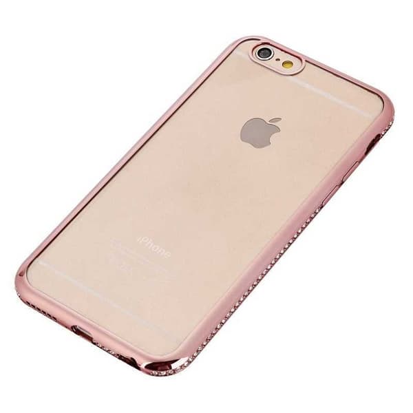 iPhone 8 Plus Stöttåligt Mjukt Skal med Strass Rosenguld
