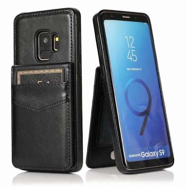 Samsung S9 Mobilskal Korthållare 4-FACK Retro V3 Svart
