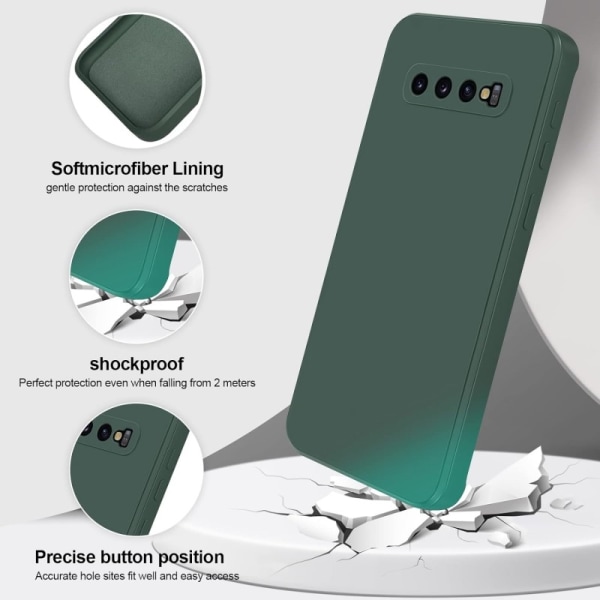 Samsung S10 Gummibelagd Mattgrönt Skal Kameraskydd Liquid - Grön