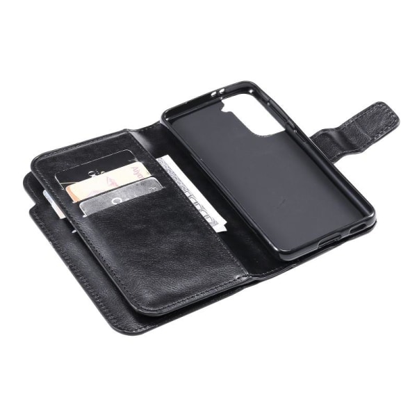 Käytännöllinen Samsung S21 -lompakkokotelo, jossa 12-taskuinen A Black