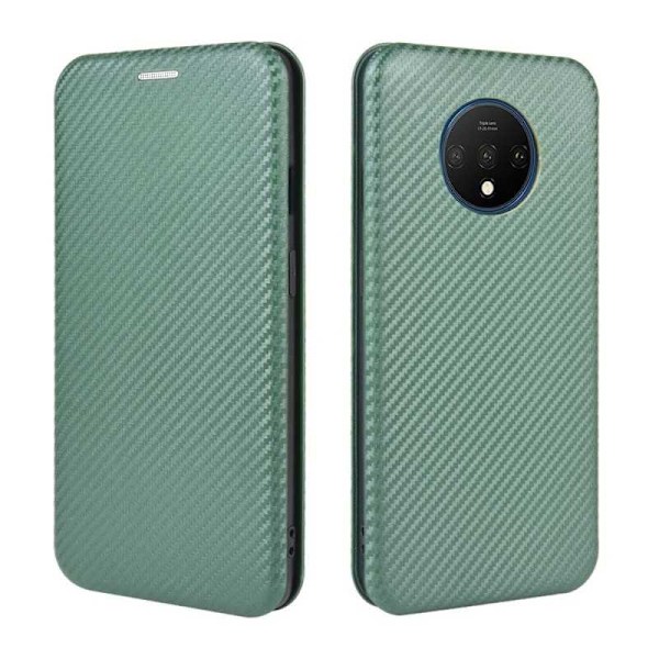 OnePlus 7T Flip Case Kortrum CarbonDreams Grøn Green