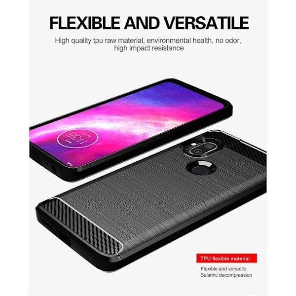 Motorola One Hyper iskunkestävä SlimCarbon -kotelo Black
