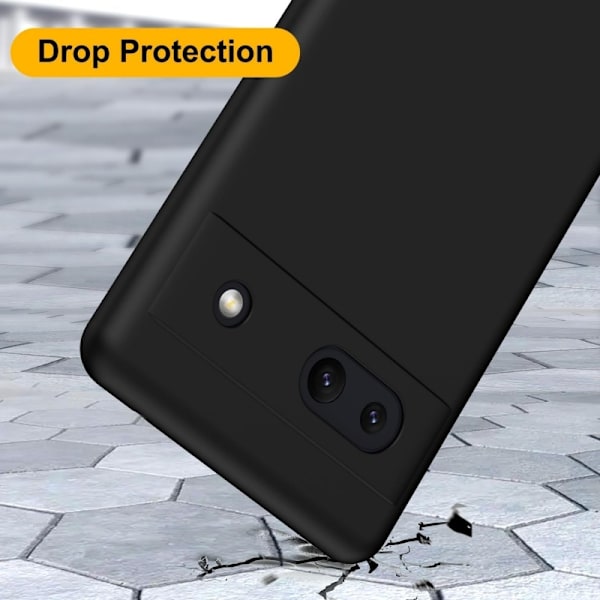Google Pixel 8A Gummibelagd Mattsvart Skal Kameraskydd Liquid - Svart