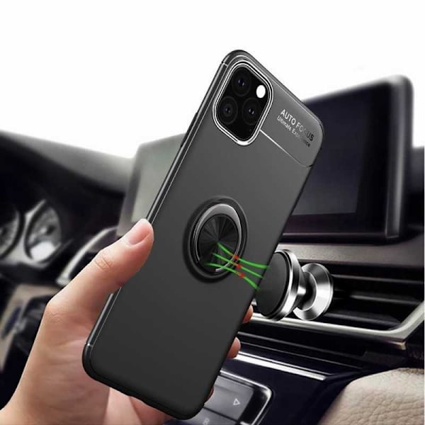 Käytännöllinen iskunkestävä iPhone 13 Pro -kuori sormustelineellä V3 Black