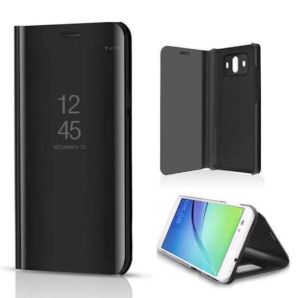 Mate 10 Pro Smart Flip Case Clear View Standing V2 Rocket Svart