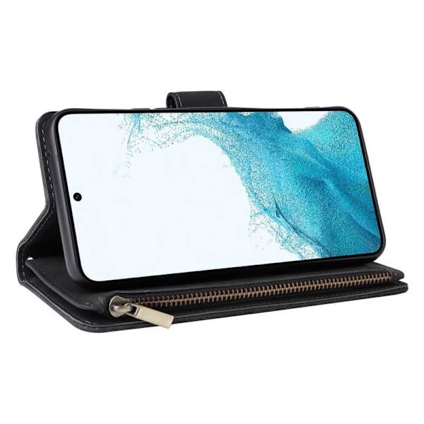Samsung A54 5G Multifunktionellt Plånboksfodral Zipper 8-Fack Svart