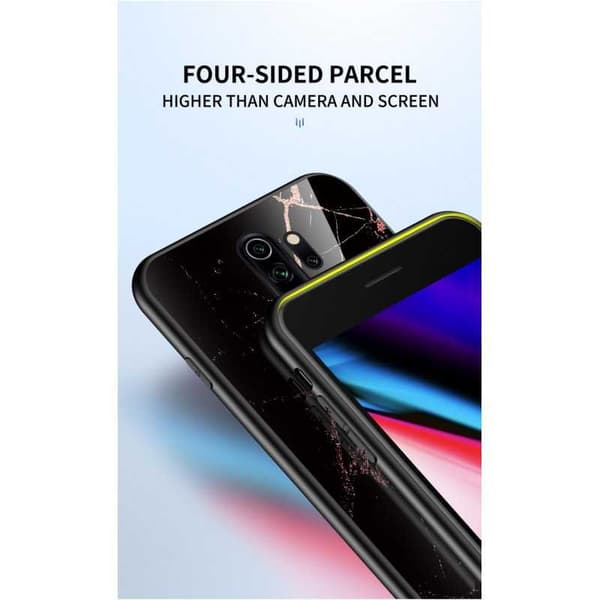 Redmi Note 8 Pro Marble Shell 9H Glass Back Glassback V2 Black Svart/Vit
